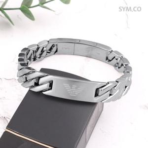 알마니 EGS2435 독수리 로고 데일리 실버 프리사이징 체인 남자 실버 팔찌 c