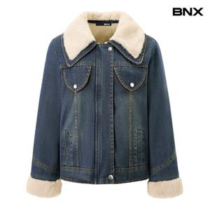 [BNX]데님 퍼 배색 집업 자켓 (BX4JK011L0)