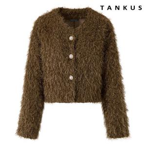 [탱커스]글리터 퍼 진주 버튼 크롭 자켓 (TX4JK010L0)