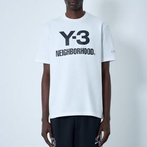 25 FW Y3 X 네이버후드 오버사이즈 로고 프린트 티셔츠 화이트 JX7449