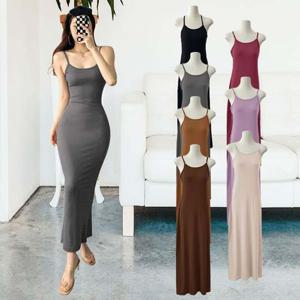 데일리 이너 롱 슬림핏 끈나시 원피스 BM-077