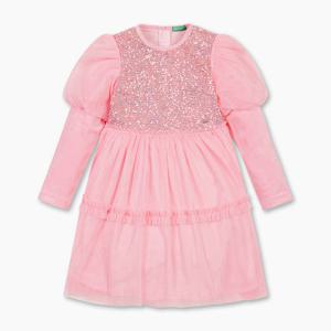 [베네통키즈] 벨로아 스팽글 원피스_QAOP23561PK