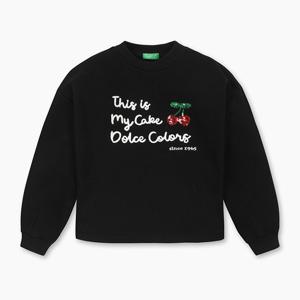 [베네통키즈] 체리 스팽글 맨투맨_QATS22561BK