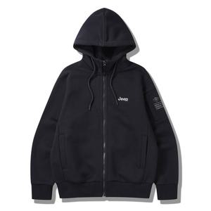 지프 패치 아웃포켓 루즈핏 기모 후드집업 JP4TZU041BK