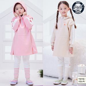 [팬콧키즈] 하트덕 하프 집업 세미오버 후드 기모 원피스+레깅스세트_PKTHISU90W