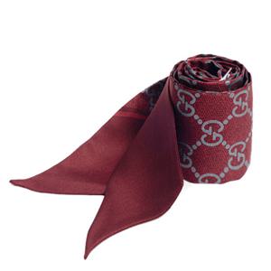 구찌 GG프린트 넥 보우 스키니 스카프 812250 3G001 6173  와인/실크
