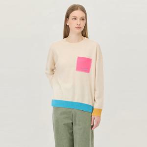 [베네통] 캐시미어 배색 포켓 니트_BAKP68561IV