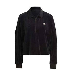 [아디다스 키즈]아디다스 크롭 벨루어 쿼터 반집업 벨벳셔츠 블랙 IM2582