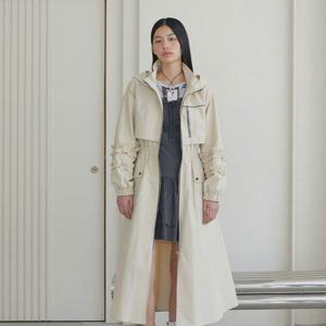 [에고이스트]소매 러플 디테일 허리 밴딩 집업 코트 (ER1WC260)