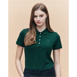 헤지스 여성 25SS 슬림핏 반소매피케 티셔츠 딥그린 HSTS5BC31E3