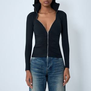 25 FW 발렌시아가 Bra Cup 하이넥 집업 루치드 자켓 블랙 850440 TTVI9 1000