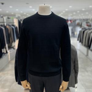 [지오지아]워셔블 와플 패턴 라운드 니트_ABE4ER1103_BK_DG