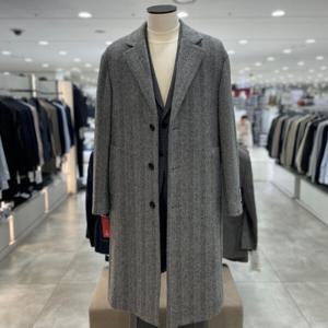 [지오지아]세미오버 헤링본 싱글 롱 코트_ABE4CG1103_PGR_DG