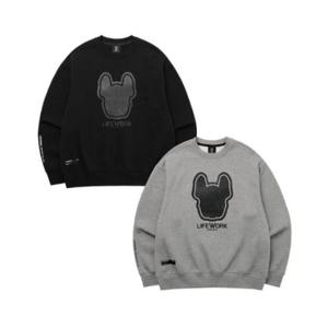 M 라이프워크긴팔티 CQK LW244MT405 레더 라독 오버핏 기모 맨투맨