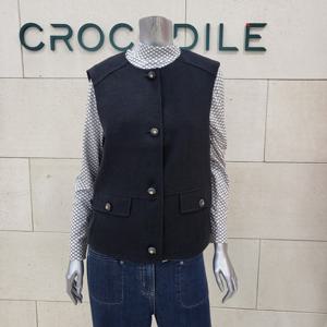 [크로커다일레이디]라운드 숏기장 베스트 CLEWVT101A-BK_BP