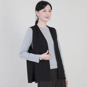 애비뉴투지 엄마옷 단정 브이 여성 봄 가을 주머니 옆트임 하프 조끼 V11511