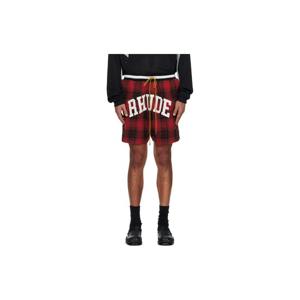 25 FW 루드 남성 레드 플란넬 루드 컬리지어트 코트 로고 쇼츠 252923M193015