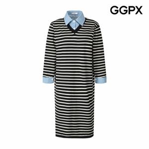 [GGPX] 데님 셔츠 레이어드형 단가라 니트 원피스 (GP9OP013F)