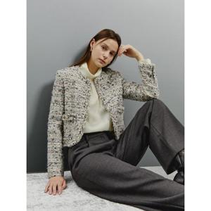 [아이잗컬렉션(피)]트위드 크롭 라운드넥 재킷 CRAA0JK181