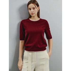 [아이잗컬렉션(피)]배색 캐시미어 하프 슬리브 풀오버 CRBA1PO311