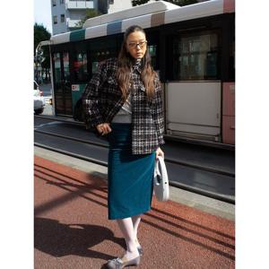 [아이잗컬렉션(피)]클래식 글렌체크 하프 코트 CRBA0CT451