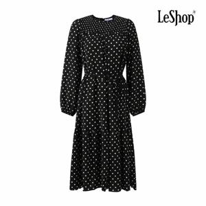 [르샵] 스모크 넥 라인 도트 패턴 리본 원피스 (BP9OP019A)