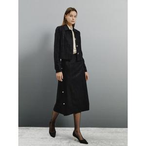 [아이잗컬렉션(피)]펄체크 버튼 미디 스커트 CRAA0SK171