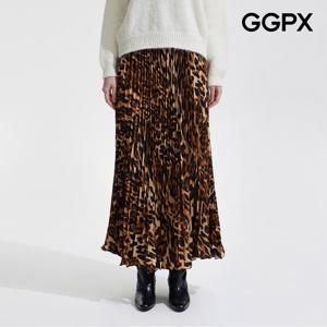[GGPX] 레오파드 플리츠 밴딩 롱 스커트 (GPASK003F)