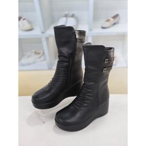 [코디엘루]심플 통굽 기모안감 여성 미들 부츠 7cm CDMD500890