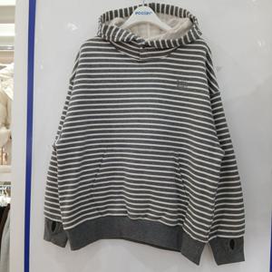 [에꼴리에][모다부평]오버핏 스트라이프 워머 후드티/25D5755GY_