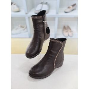 [코디엘루]소가죽 통굽 기모안감 숏 앵클 부츠 6cm CDMD500904