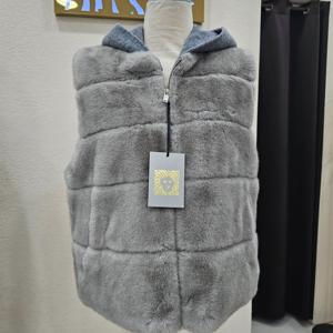 [앤클라인]인조 퍼 니트후드 조끼 AX3H4PF0290