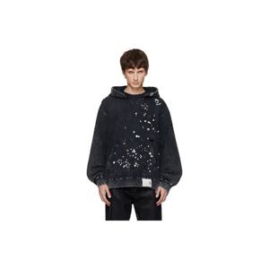 25 FW 메종미하라야스히로 남성 블랙 블리치 워싱 후드티 252551M202007