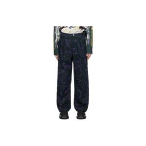 25 FW 버버리 남성 퍼플   그린 로즈 프린트 슬랙스 232376M191008