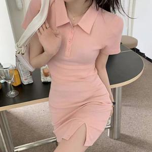 비욘드라이프 반팔 카라 트임 미니원피스 1001448