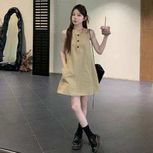 비욘드라이프 버튼 민소매 미니 원피스 1002201