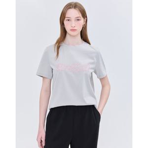 질스튜어트 뉴욕 여성 25SS 시즌오프 그레이 자수장식 코튼 반팔티셔츠 JSTS5B230G1