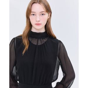 질스튜어트 뉴욕 여성 25SS 인기상품 리오더 블랙 백리본 타이 셔링 레이어드 원피스 JSDR5B601BA