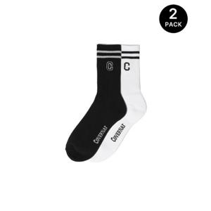 커버낫양말 JQS CO2400TC07-MT C 로고 스트라이프 크루 삭스 Multi