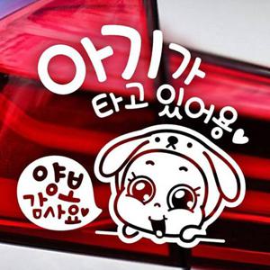빼꼼 포동이 양보감사요 자동차스티커 반사