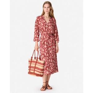 아떼바네사브루노 25SS 시즌오프 레드 플라워 스트랩 긴팔 원피스 VIDR5E204R2