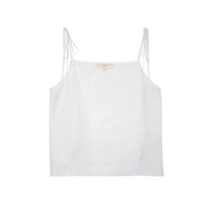 아떼 바네사브루노 여성 25SS 시즌오프 화이트 아일렛 자수패턴 레이스 민소매 나시 블라우스 VLBL5B237WT