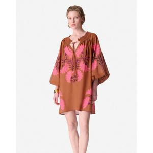 아떼바네사브루노 25SS Capsule Collection 오렌지 플라워 패턴 오프숄더 원피스 VIDR5E305O2