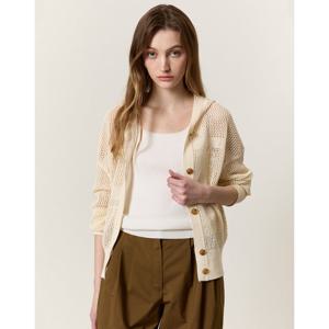 아떼 바네사브루노 여성 25SS 백화점BEST라이트베이지 로고자수 썸머 메쉬 후드 가디건 VLSW5B277I1