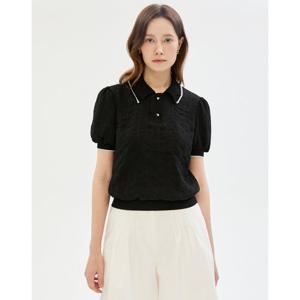 질스튜어트 뉴욕 여성 25SS 블랙 글리터장식 반팔블라우스 JSBL5B630BK