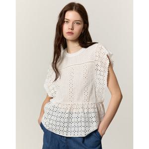 아떼 바네사브루노 여성 25SS 화이트 아일렛자수 민소매 블라우스 VLBL5B253WT