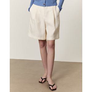 아떼 바네사브루노 여성 25SS 시즌오프 아이보리 원턱 린넨 뒷밴딩 버뮤다 하프팬츠 VLPA5B217IV
