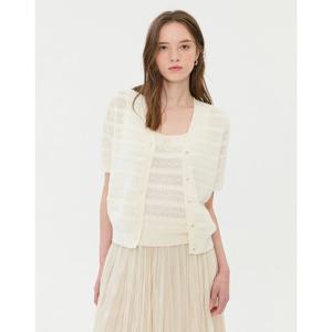 질스튜어트 뉴욕 여성 25SS 아이보리 글리터장식 나일론혼방 반팔가디건 JSSW5B240IV