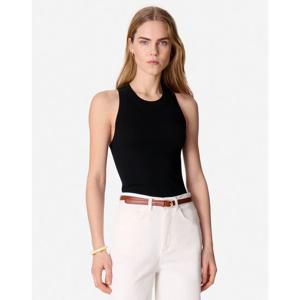 바네사브루노 25SS 시즌오프 블랙 골지 민소매 니트 VISW5E211BK