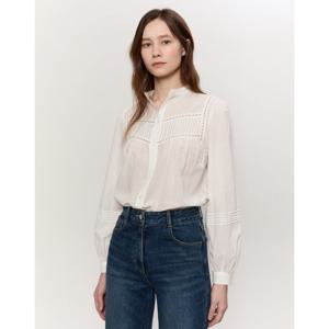 아떼 바네사브루노 여성 25SS 시즌오프 화이트 아일렛자수 면 긴팔블라우스 VLBL5B101WT